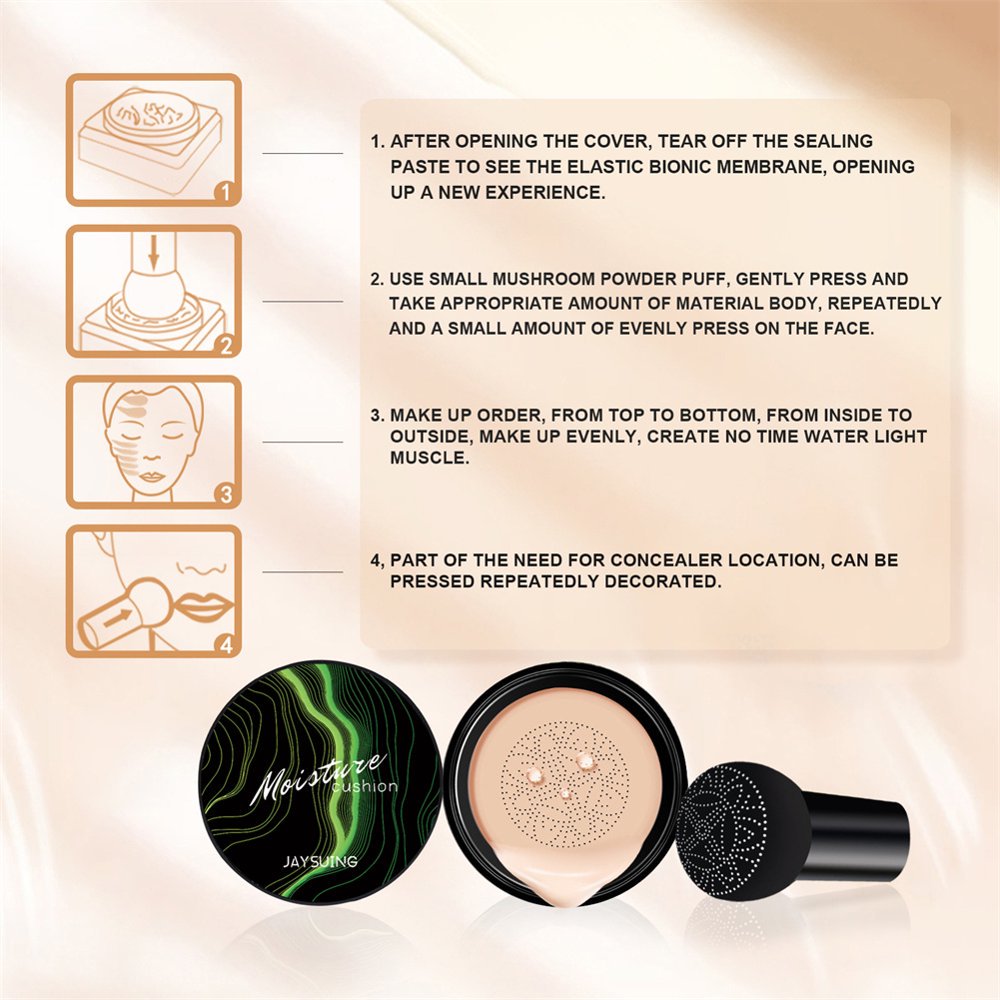 Chafful Mushroom Head BB Cream Foundation Cushion - Moisturizing, Concealer, Light Coverage