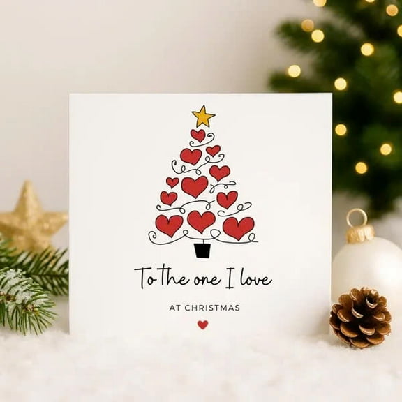 Christmas Card for Loved One – "To The One I Love" with Heartfelt Christmas Tree Design – Blank Inside for Personal Messages – Perfect Holiday Greeting Card