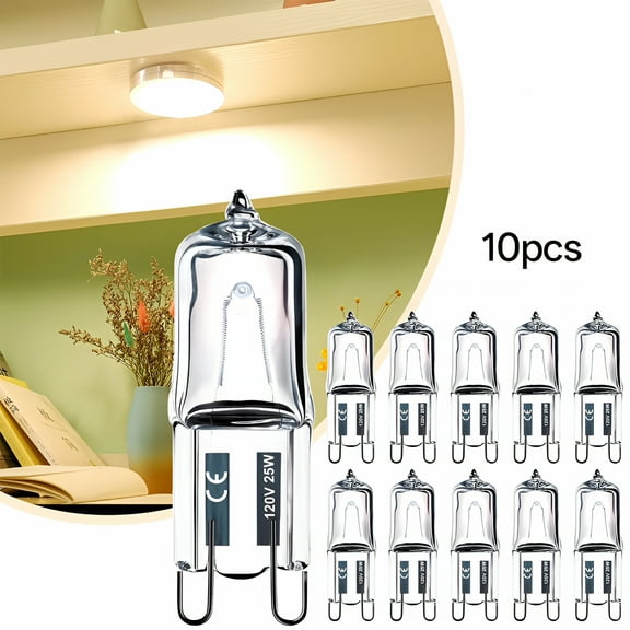 HIBIBUD 10PCS G9 25 W 120V Halogen Bulb Dimmable,Long Lifespan G9 T4 Base with 2800K Warm White,G9 Halogen Light Bulbs 2 Pin for Pendants