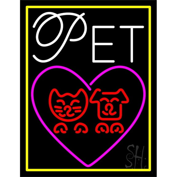 Pet Logo LED Neon Sign 31" Tall x 24" Wide - inches Black Square Cut Acrylic Backing, with Dimmer - Premium built indoor Sign for Club, Home décor, Event, Workshop, Storefront.