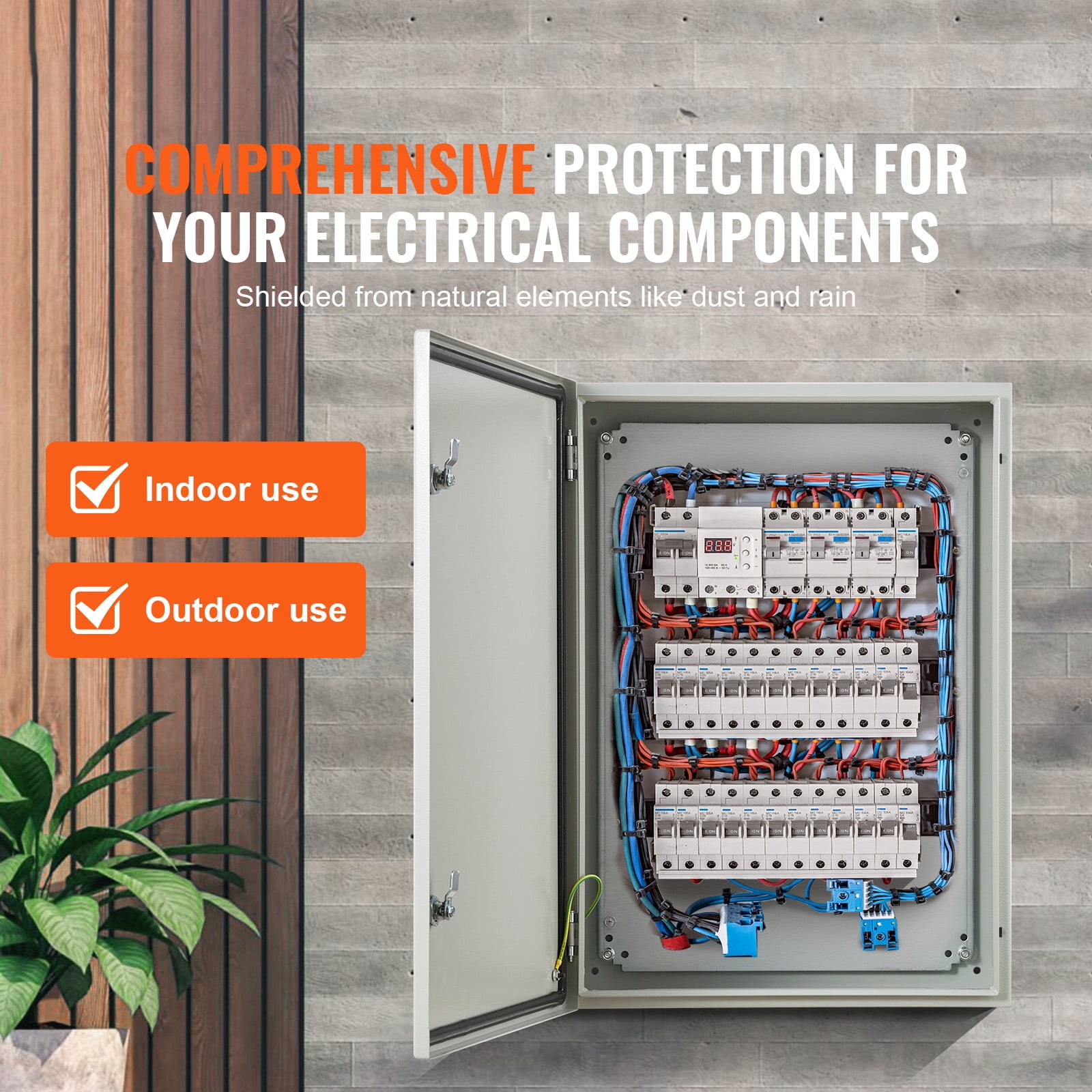 KFFKFF Metal Electrical Box, Size: 27.6 x 19.7 x 9.8 inches, Made from Cold Rolled Steel, Appropriate for Wall Installation, Outdoor Electrical Device Protection with Mounting Panel, Hinges