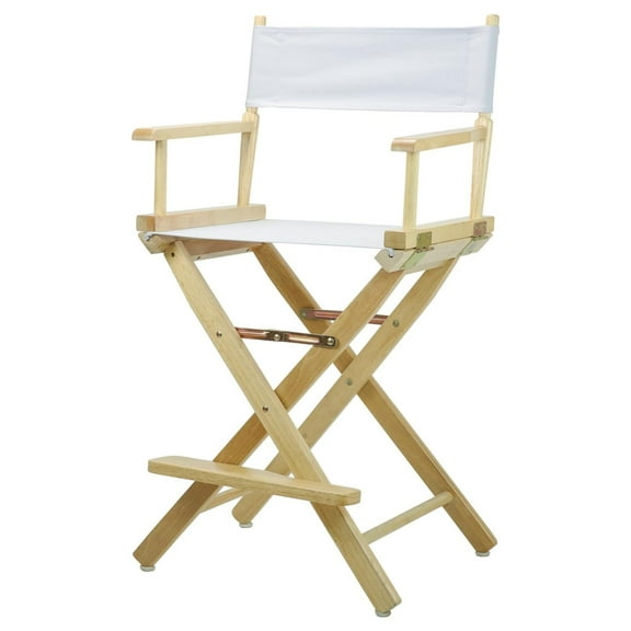 24" Director's Chair Natural Frame with White Canvas, Counter Height