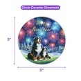 thumbnail image 5 of Happy New Year Bernese Mountain Dog Family Cheer Winter Midnight Firework Ceramic Round Ornament Berner Lover Gifts Home Tree Decor - 02025, 5 of 5