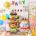 thumbnail image 2 of Pastel de cumpleaños de estilo INS, globo de película de aluminio, fiesta de cumpleaños de bebé, diseño de escena, globo con forma de animal de arcoíris de dibujos animados, 2 of 4