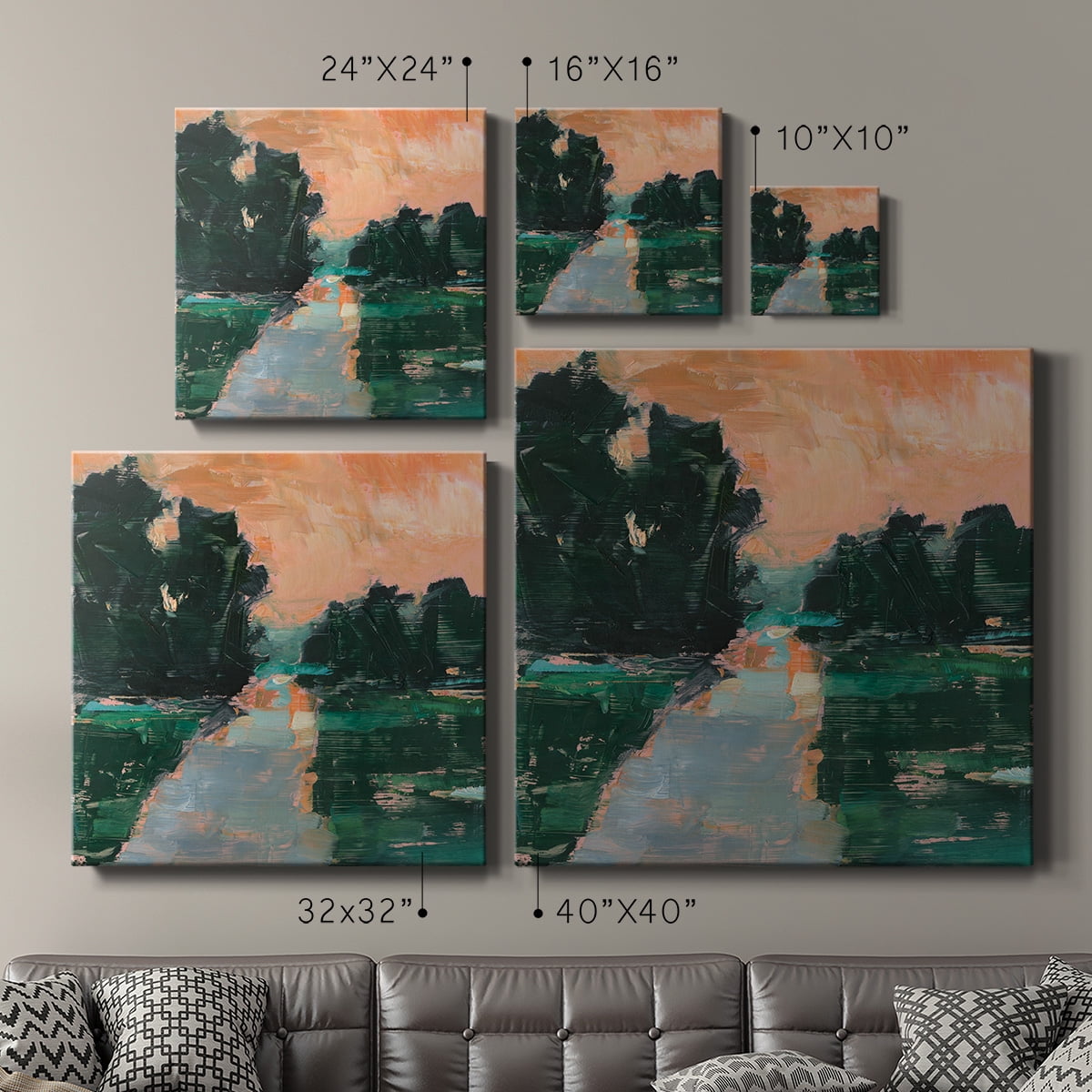 Wexford Home Coral Sunset I-Premium Gallery Wrapped Canvas, 24" x 24" - Ready to Hang