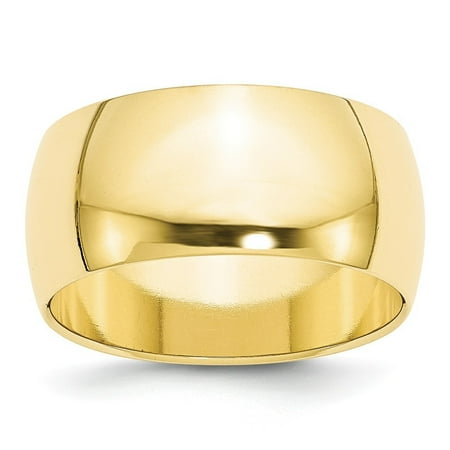 Roy Rose Jewelry 10K Yellow Gold 10mm Half Round Wedding Band Ring Size 10