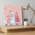 thumbnail image 4 of Ships Next Day Canvas Wall Art 10"x10", Pink Christmas Wood Framed Canvas Print Painting, Snowman Snowflake Gifts Xmas Tree Ready to Hang Small Picture Wall Decor for Home Kitchen Nursery Office, 4 of 9