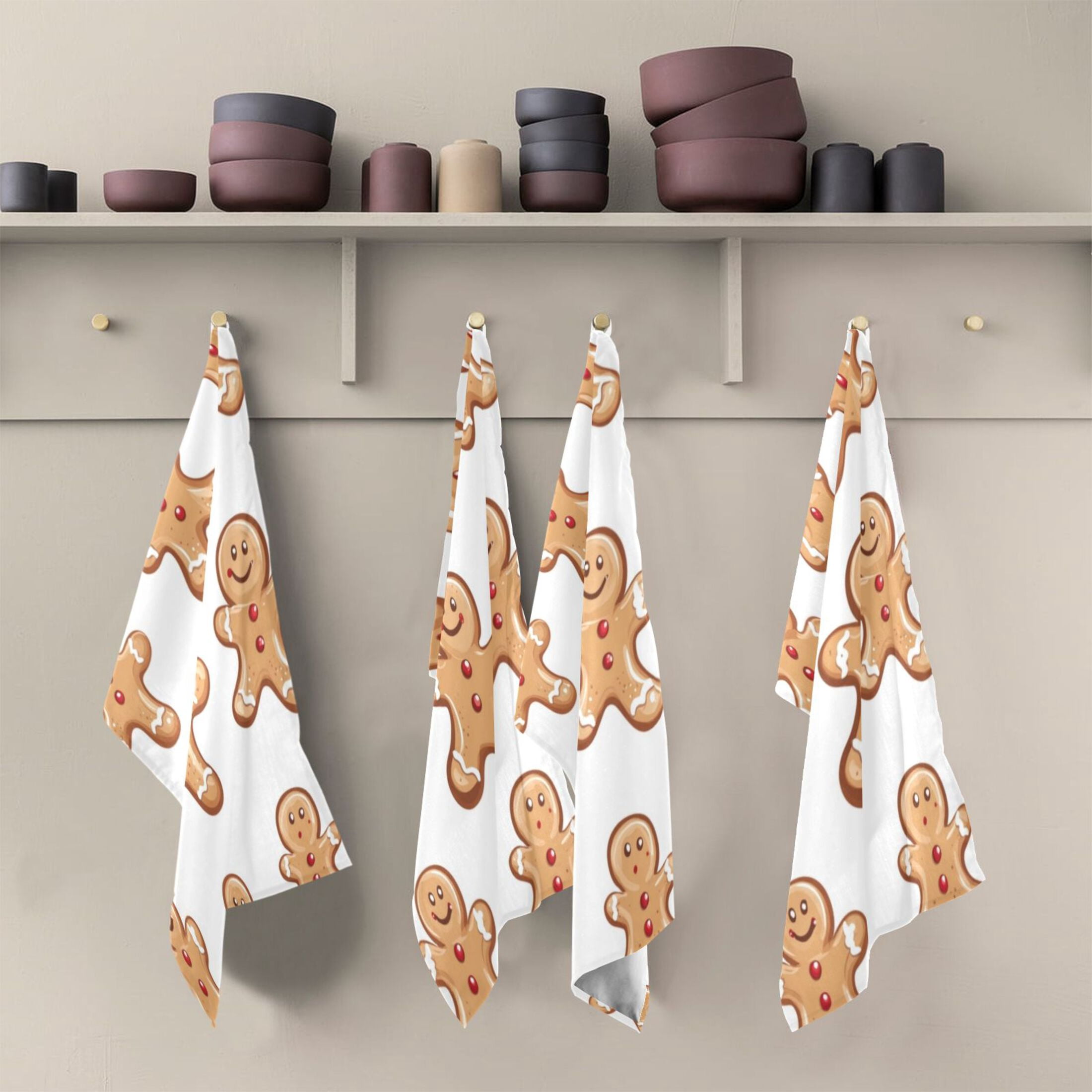 Kitchen Towel 28x18 Inches x6，Plate Towel, Decorative Towel, Napkin, Tea Towel Tea Towels For Kitchen Dish Cloths & Dish Towels The Christmas Gingerbread Man