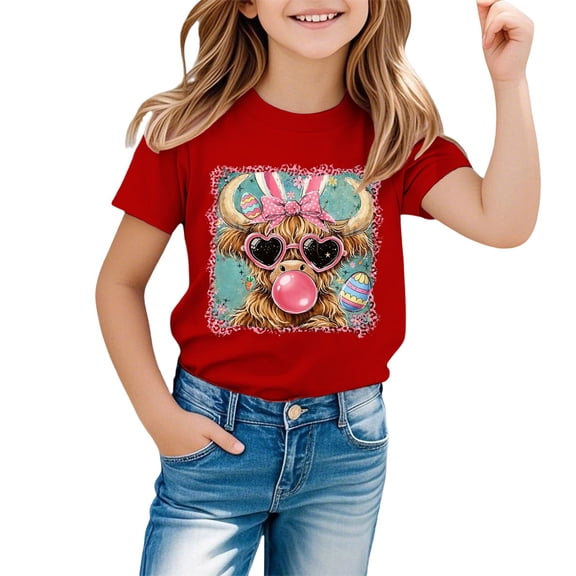Shadoumai Toddler Shirts Girls 2t Letter Graphic Print Boat Neck Shirt Short Sleeve T-Shirt Classic Fit Back To School Shirt Baby Girl Summer Clothes