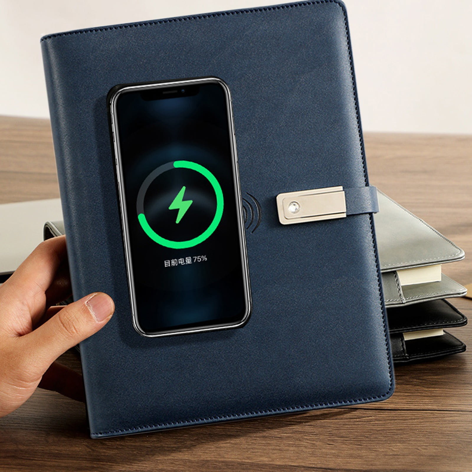 LYINGF A5 Notebook with Built-In Wireless Charging and USB Drive, Replaceable Paper Notebook That Can Both Write and Charge, Personalized Notebook for Work, Travel, Business, Gift, Office