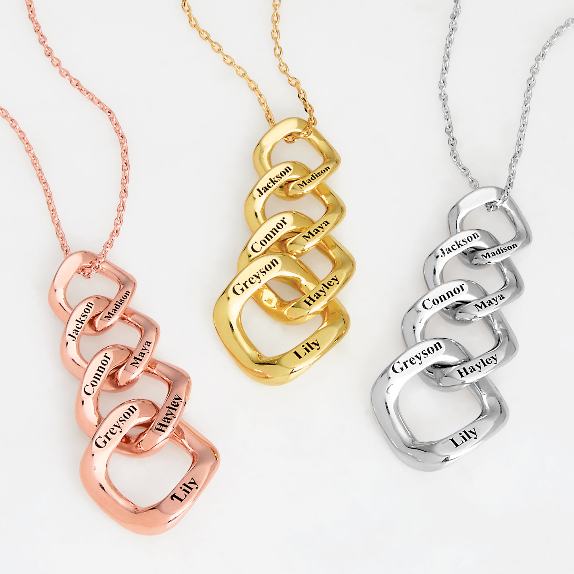Personalized Planet Women's Engraved Open Link Pendant Necklace