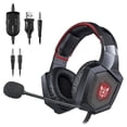 thumbnail image 1 of Auriculares para juegos con sonido estéreo de 3,5 mm, diseño ergonómico, orejeras con memoria suave, micrófono con cancelación de ruido, auriculares supraaurales para juegos para X, 1 of 5