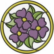 Brewster Home Fashions 99441 Pansy Medallion Amethyst - Stained Glass Applique