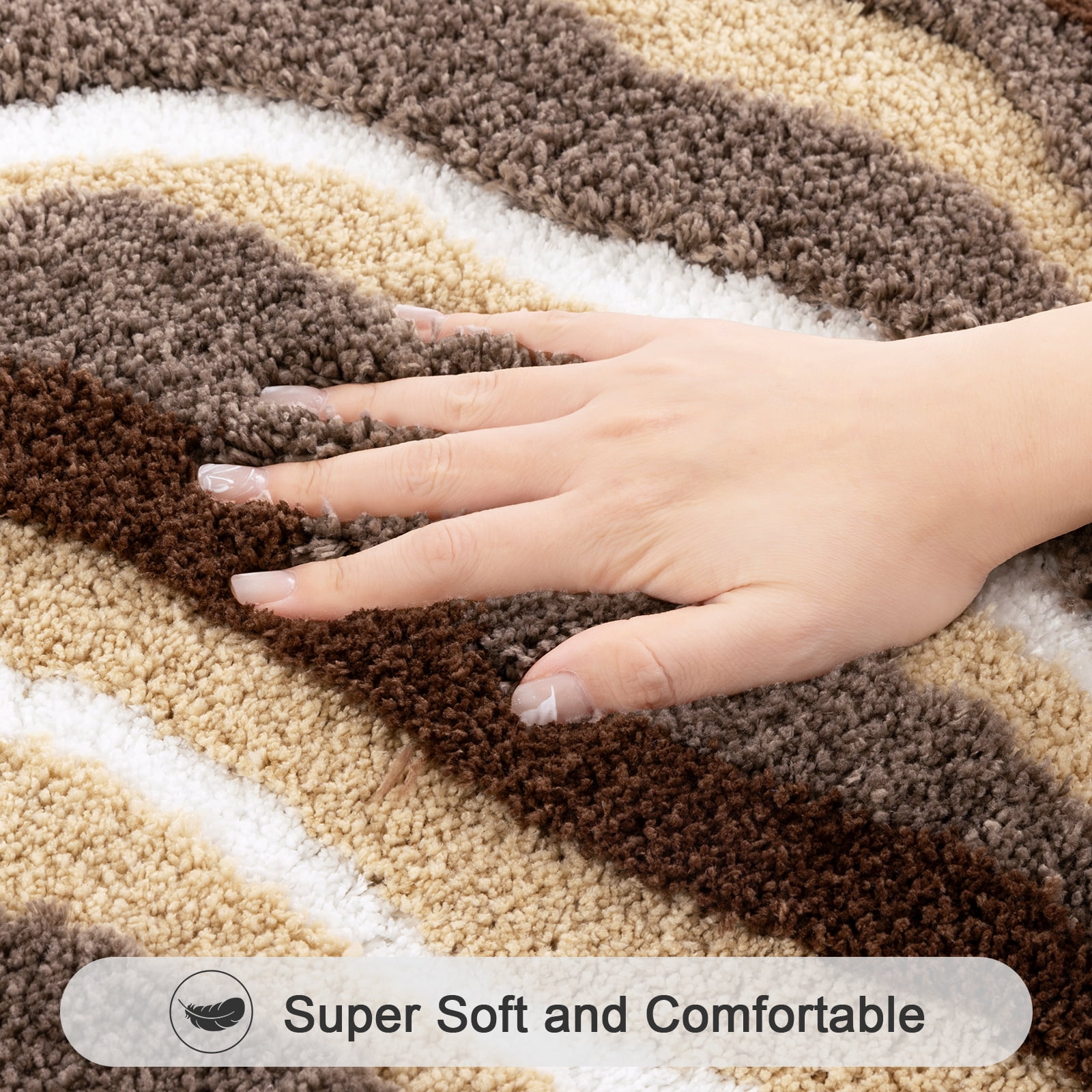 Bathroom Rugs Sets 4 Piece with Toilet Lid Cover, Non Slip Bathroom Mats Extra Soft Chenille Bath Rugs Absorbent Shaggy Rugs Perfect Plush Mats U-Shaped Toilet Rug and Toilet Cover Kitchen