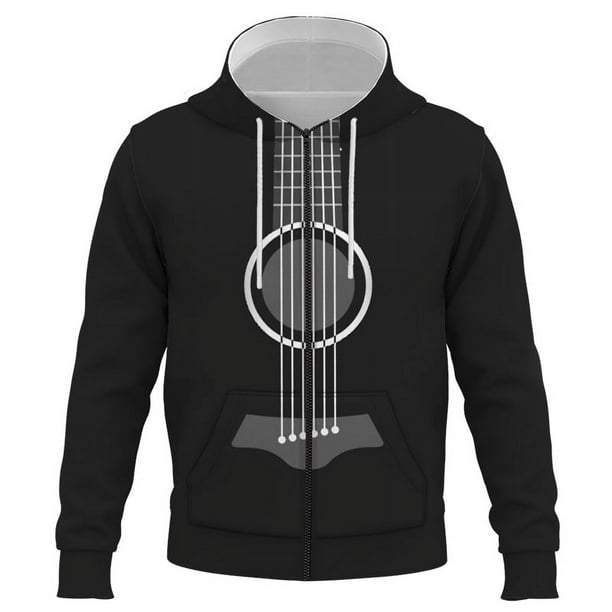 Sudadera con capucha y cremallera para hombre y mujer, con estampado 3D de guitarra, estilo informal, estilo hip hop, unisex