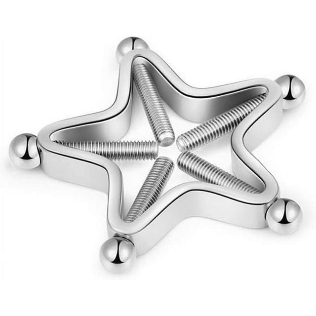 HUGFEGWE Stainless Steel Body Piercing Rings Adjustable Non-Pierced Nipple Shields Rings Screw Clip on Body Non-Punched Nipple Clip(Star,Silver) UA824-23721