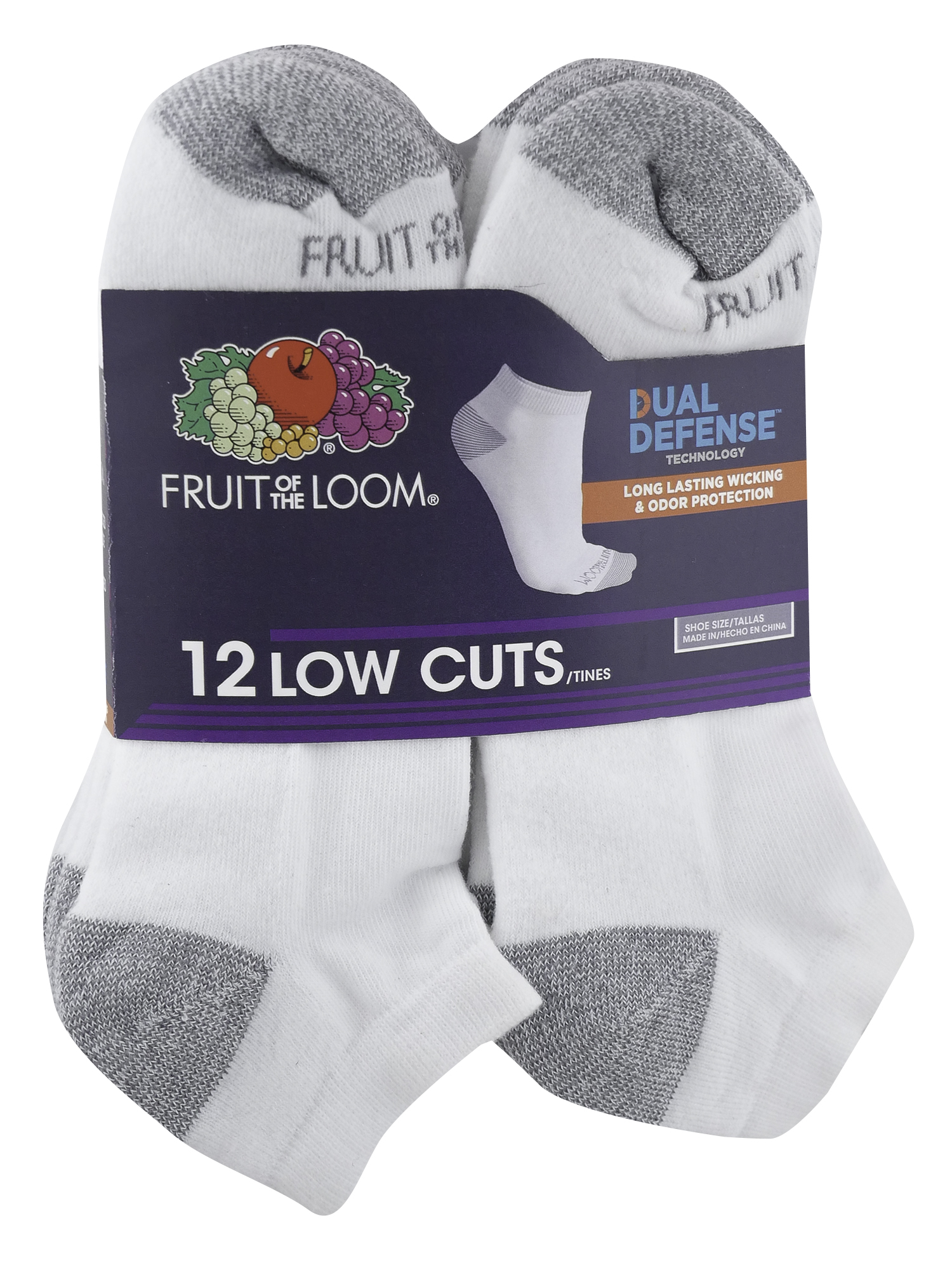 Fruit of the Loom Men's Dual Defense Low Cut Socks, 12 Pack - image 3 of 3