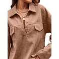 thumbnail image 3 of FASHIONWT Women Pockets Henley Tops Long Sleeve Pullover Corduroy Blouse, 3 of 4