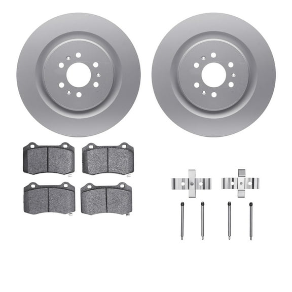 Dynamic Friction Company Rear Geospec Brake Rotors with 5000 Advanced Brake Pads includes Hardware 4512-46073