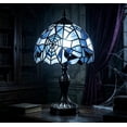 thumbnail image 3 of Gothic Web Stained Glass Table Lamp – 11.8 Inch Black Green Resin Base Halloween Lamp – Plug In Lighting for Living Room, Study, and Side Desk, 3 of 6