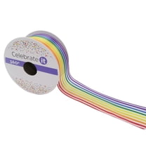 12 Pack: 1.5" x 3yd. Sheer Wired Rainbow Striped Ribbon by Celebrate It 360°