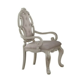 High Back Acrylic Arm Chair, White Premium Faux Leather Upholstery