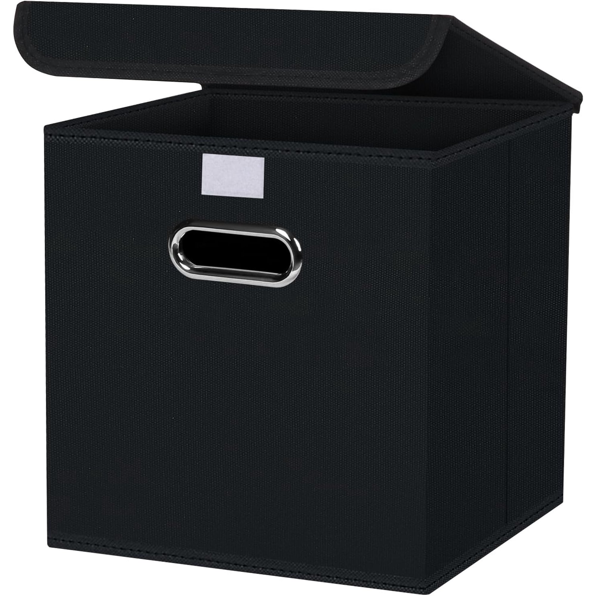 Fabric Storage Cube Bins with Lids Closet Organizers collapsible storage bins basket with Handles for Home Storage Boxes for Organizing 1 Pack (Black)