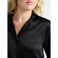 thumbnail image 5 of Joyspun Women’s Stretch Satin Notch Long Sleeve Top and Shorts Pajama Set, 2-Piece, Sizes XS-3X, 5 of 6