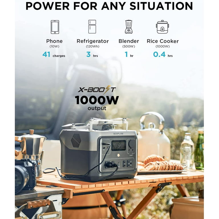 EcoFlow RIVER 2 Max Portable Power Station 512Wh Capacity,Solar  Generator,1000W AC Output for Outdoor Camping,Home  Backup,Emergency,RV,off-Grid