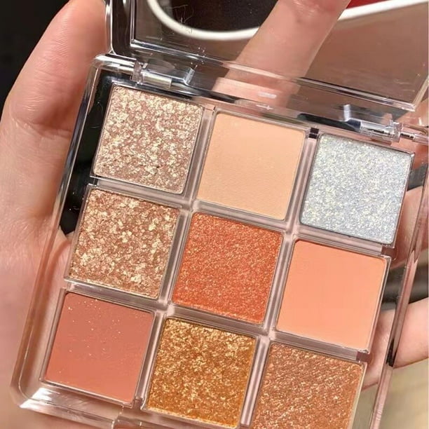 Paleta de sombra de ojos de 9 colores, maquillaje ahumado azul, purpurina, paleta de sombra de ojos nacarada, paleta de maquillaje de ojos encantadora de alta calidad qym unisex