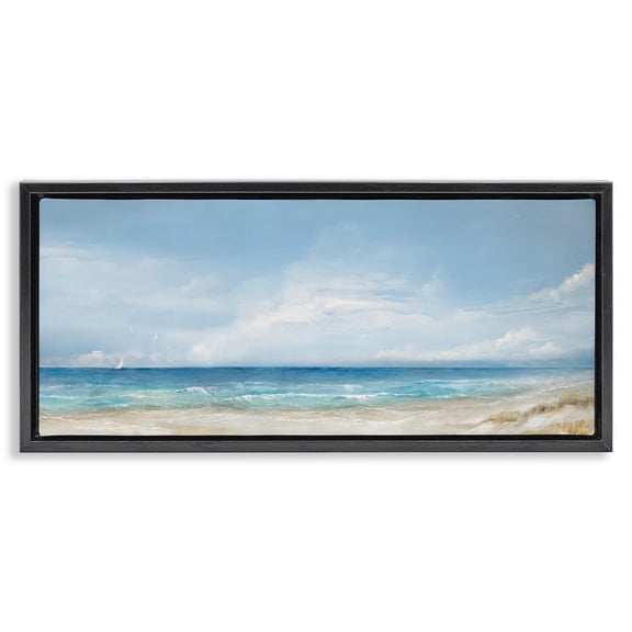 Stupell Industries Open Panoramic Sea Black Framed Floater Canvas Wall Art, design by Ruane Manning