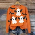 thumbnail image 2 of Lcziwo Womens Halloween Crewneck Sweatshirt Casual Fashion Fall 2025 Sweater Kawaii Ghost Graphic Soft Pullover Long Sleeve Spooky Season Tops Orange,S, 2 of 4