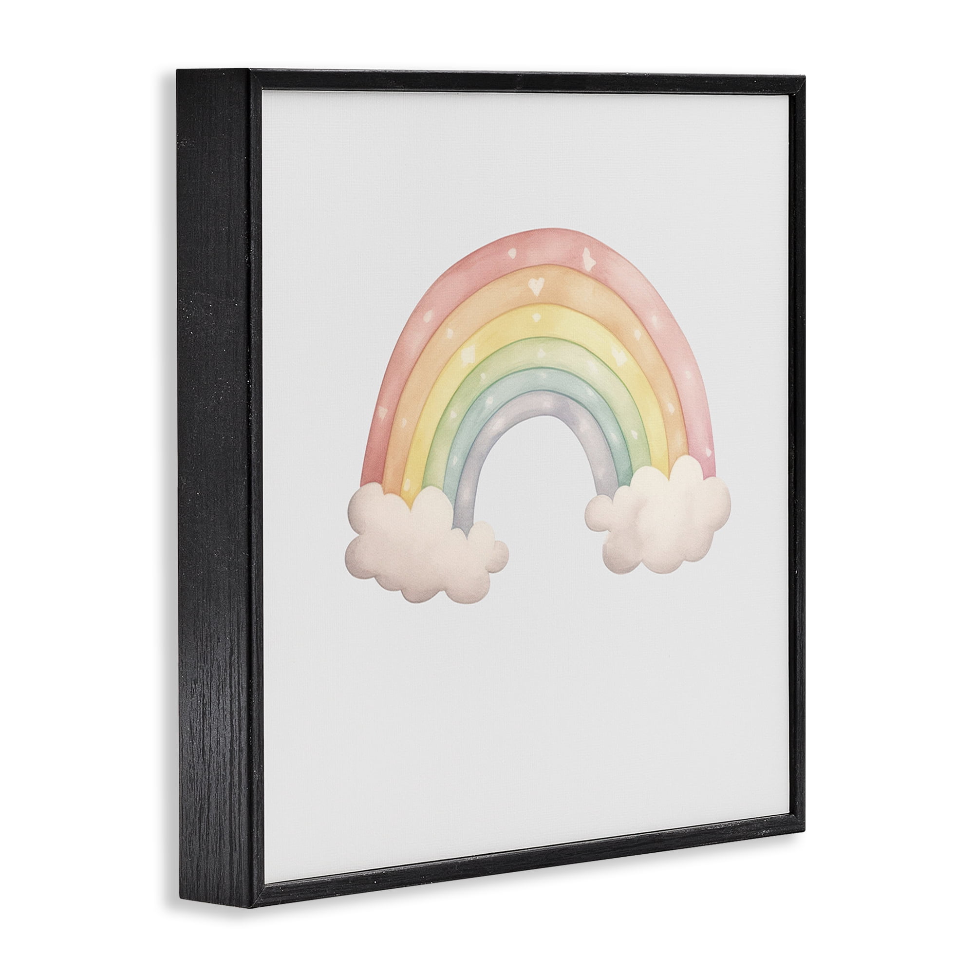 Stupell Industries Dreamy Pastel Rainbow with Clouds Black Framed Giclee Art, design by Karen Smith