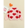 thumbnail image 4 of Kiapeise Toddler Kids Girls Valentine's Day Knit Cardigan Red Hearts Print Sweet Sweater Button Down Princess Top Pink, 4 of 7