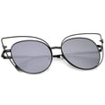 thumbnail image 4 of sunglassLA Female Oversize Metal Cutout Frame Arrow Accent Flat Lens Cat Eye Sunglasses 57mm (Black-Black / Smoke) - 57mm, 4 of 4