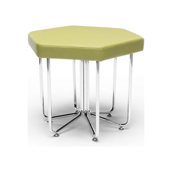 OFM Hex Series Model 66 Vinyl Hexagon Stool, Leaf with Chrome Frame