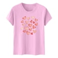 thumbnail image 5 of Camiseta de Manga Corta de Cuello Redondo con Patrones de Corazón de Moda de las Mujeres para Diario, Fiesta, Primavera Y Verano, 5 of 5