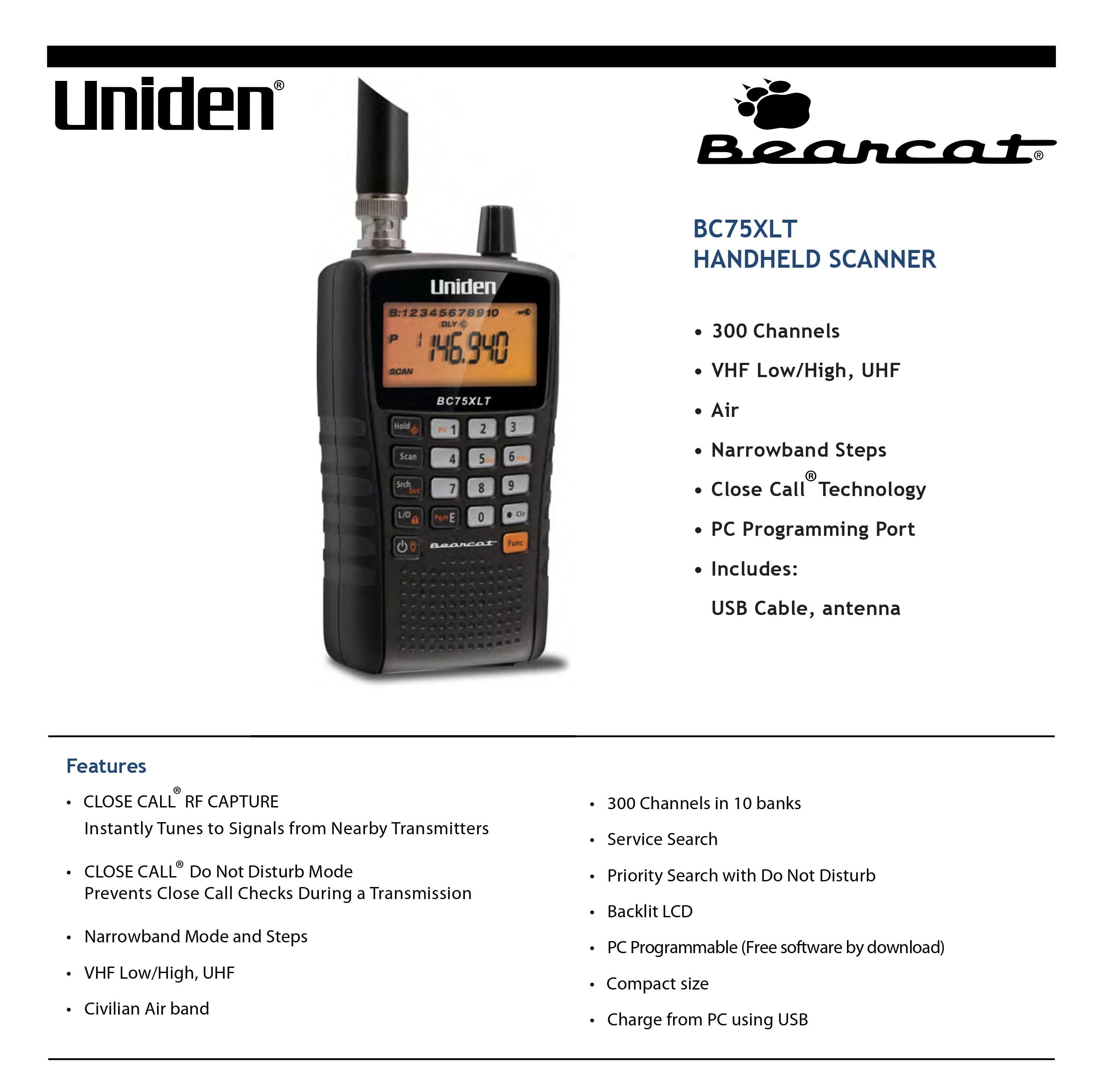 Uniden Bearcat 300-Channel Handheld NASCAR Weather Scanner