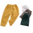 thumbnail image 2 of Toddler Boy Girl Basic Plain Summer Fall Comfy Cotton Linen Long Pants, 2 of 5