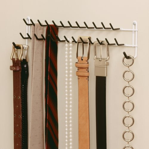 White SUNTRADE Belt Rack Organizer Space Saver Hanger for Men Women Closet Scarf tie Belt Storage Organizer Sturdy