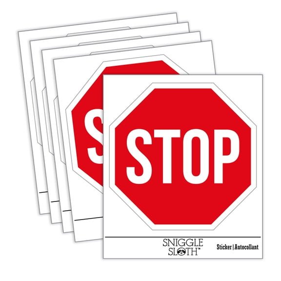 Stop Sign Car Window Bumper Water Bottle Phone Tablet Laptop Waterproof Vinyl Decal Sticker Set 5-Pack - Gloss Finish - 2.0"