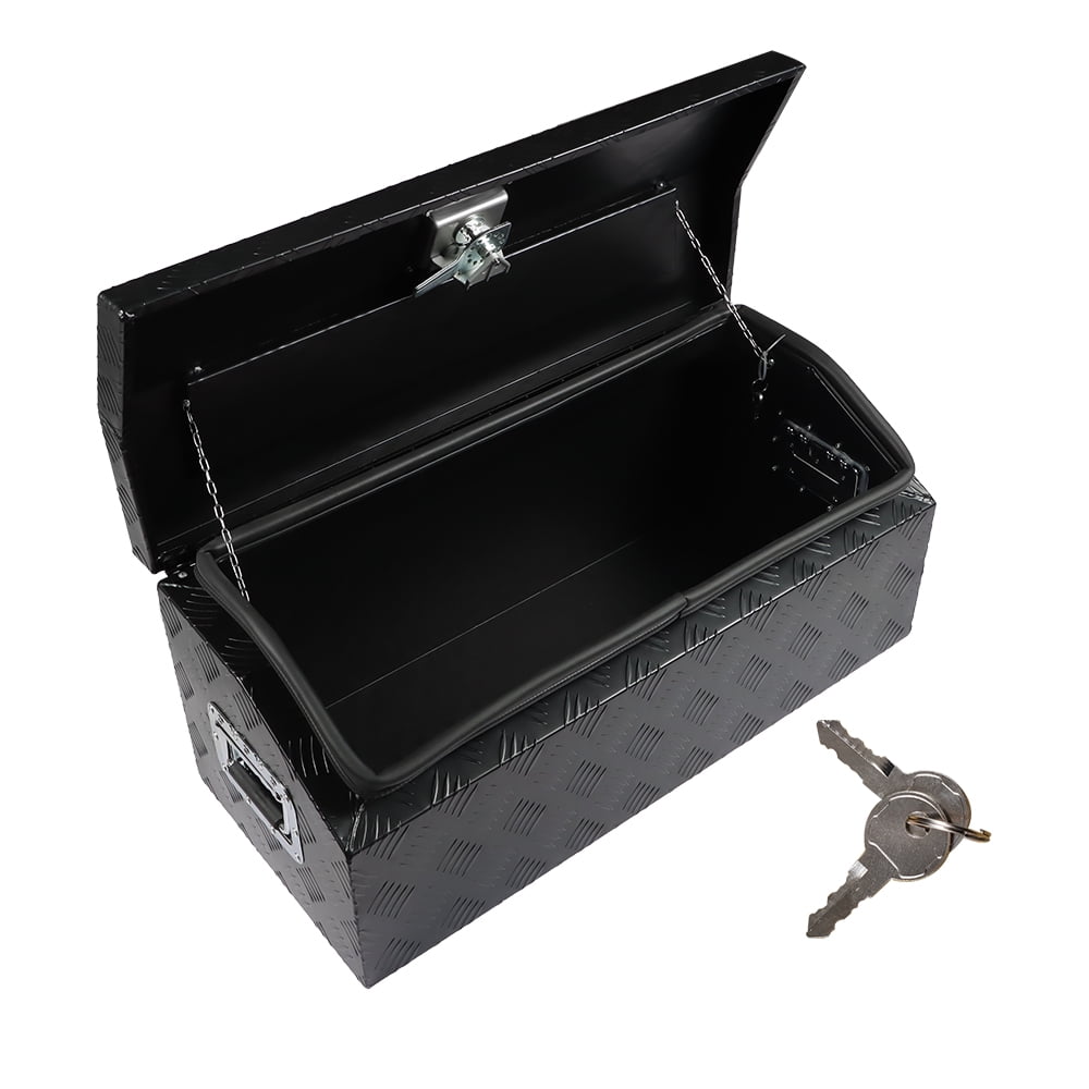 waltyotur 30 Inch Aluminum Trailer Tongue Tool Box Trailer Tongue Box Chest Box Replacement for Pickup Truck ATV Underbody RV Storage Box Organizer With Lock Key (Black)
