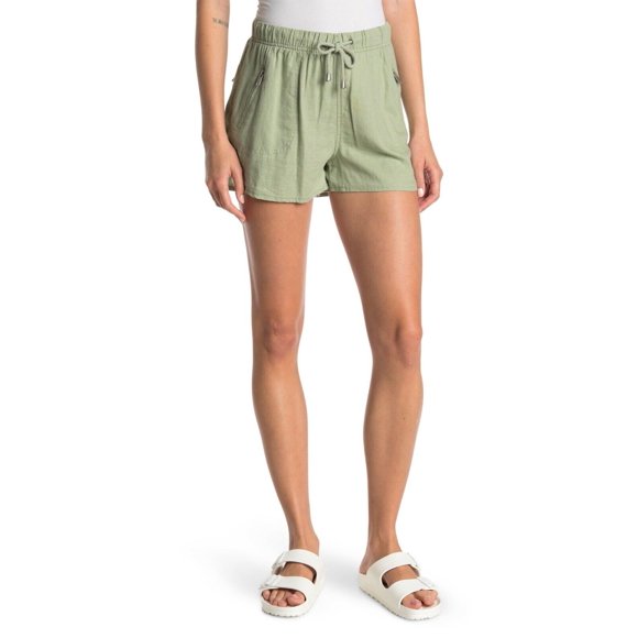 BlankNYC Shorts à Cordon en Mélange de Lin Vert Mousse Taille 32 $78