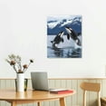 thumbnail image 3 of QFMY Killer Whale Orca Poster Prints - Vibrant Stunning Animal Blue Ocean Theme Pair Leaping Canvas Wall Art for Home Wall Decor 12x16 in, 3 of 5