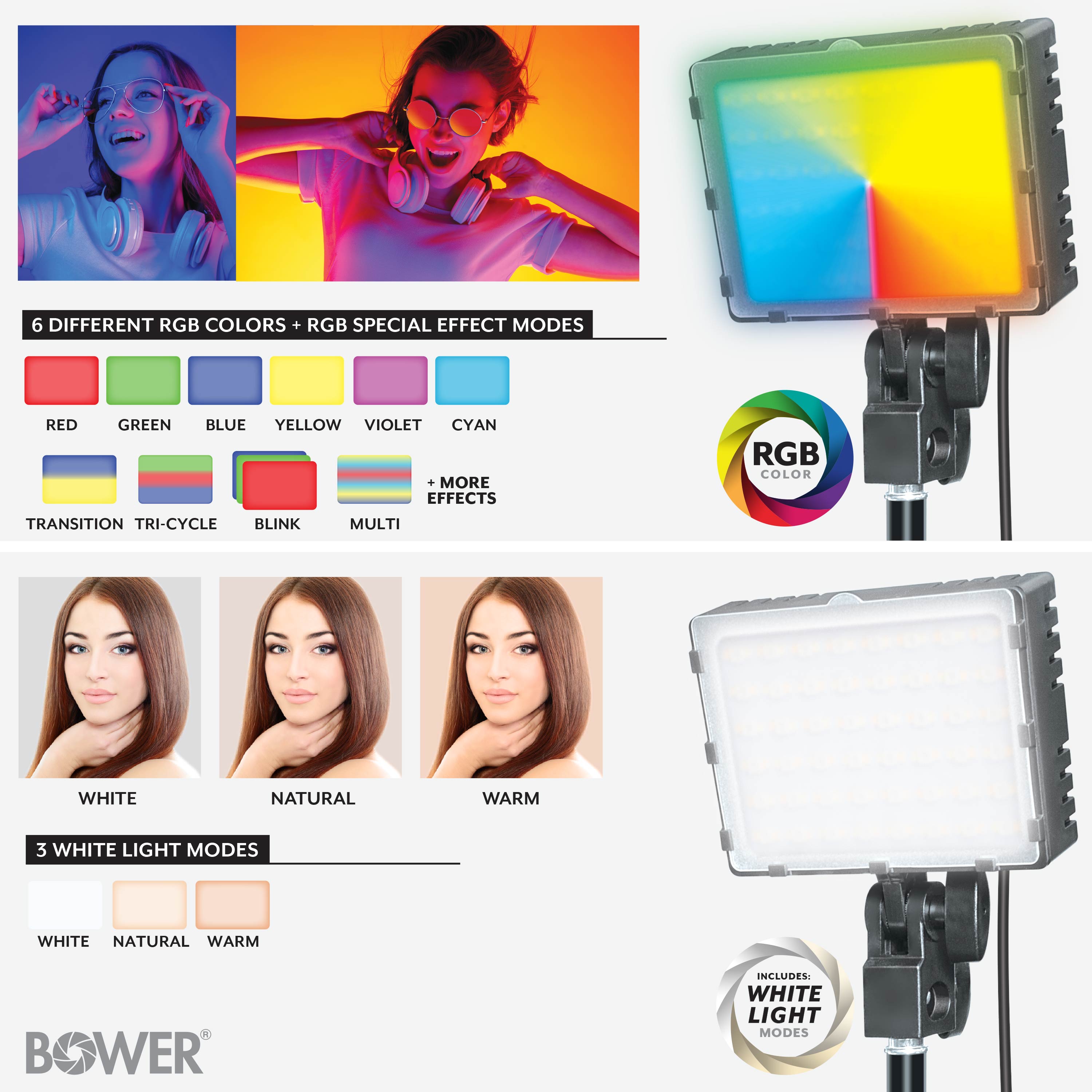Bower 2-Pack LED Ring Light Kit with Tripods for Content Creation photo 4