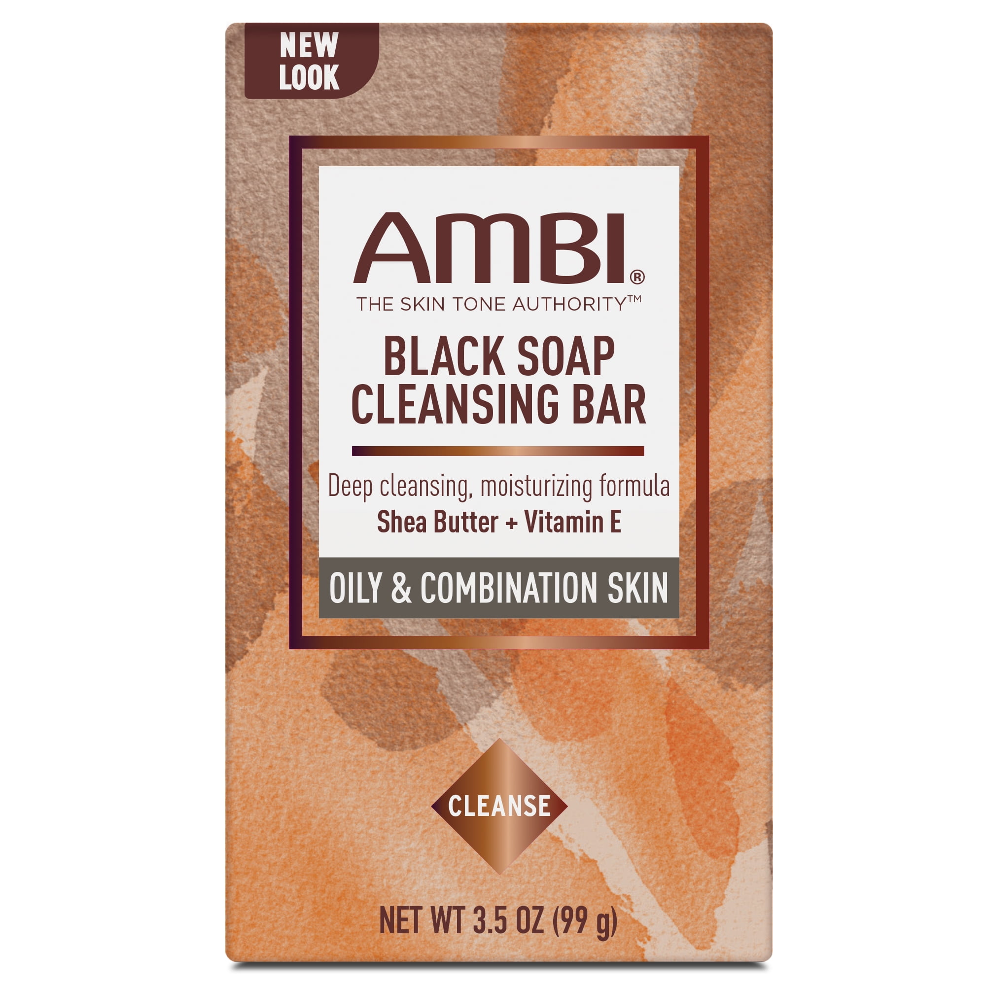 (4 pack) Ambi Black Soap Cleansing Bar, Deep Cleansing, Moisturizing Formula with Shea Butter + Vitamin E for Oily & Combination Skin, 3.5 OZ