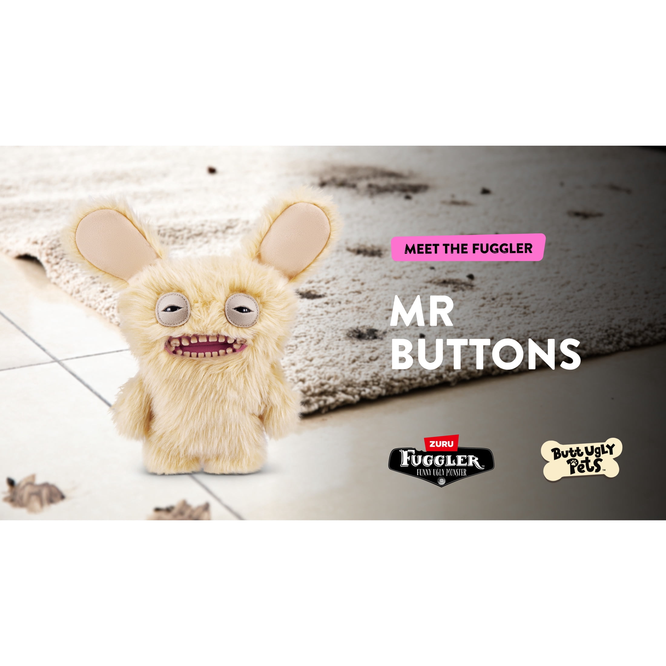 Fuggler Butt Ugly Pets 9 inch (Mr Buttons - Golden Retreiver), Monster Stuffed Animal Toy by ZURU