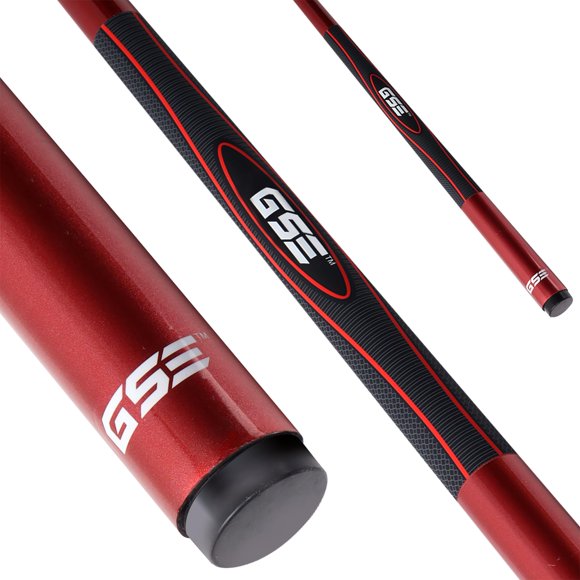 GSE Games & Sports Expert 58" 2-Piece Fiberglass Graphite Composite Billiard Pool Cue Stick for Men/Women, Billiard Cue Stick for House or Commercial/Bar Use (Red, 19 Oz)