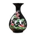thumbnail image 4 of Abbracc Black Ceramic Vase Lotus Pattern Flower Arrangements Handicraft Flowerpot Decor B, 4 of 8