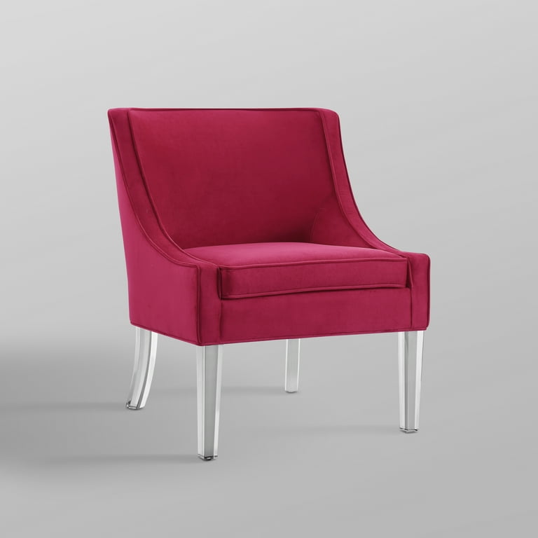 Lullede Hot Pink Velvet Accent Chair Upholstered Armless Clear